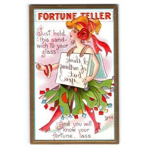 Fantasy Postcard Dwig Hold To Mirror I Think Of Nothing But Fortune Teller Witch